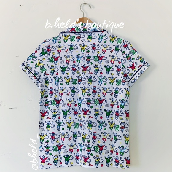 Roller Rabbit Back To School Monkey Polo Pajamas in Multi X-Small (XS) New NWT - Picture 7 of 16